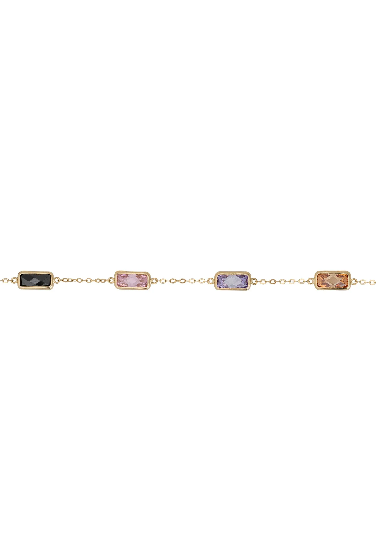 Solid 14K Gold Rainbow Baguette Gemstone Bracelet
