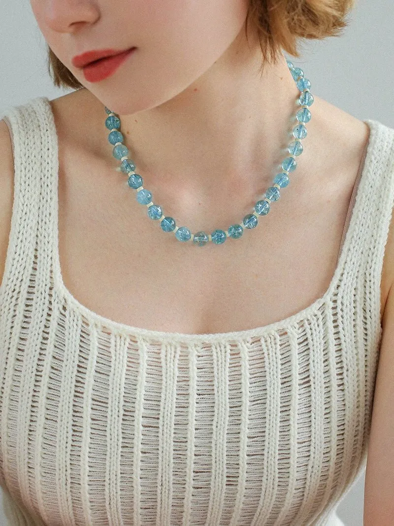 Tranquil Sky Blue Burst Crystal Necklace
